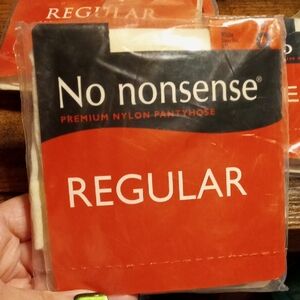 NWT No Nonsense Queen Off White Sheer Toe premium Nylon Regular Pantyhose